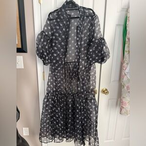 Elegant Sheer Black Polka Dot Maxi Dress